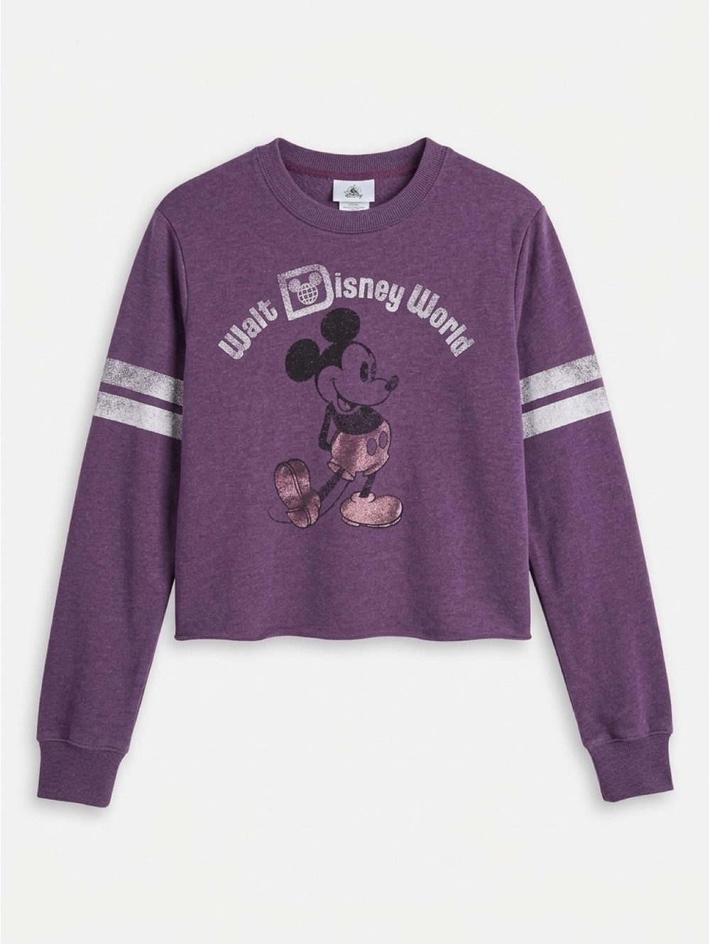 Disney Walt Disney World Mickey Mouse XS Purple Cropped Sweatshirt Retro